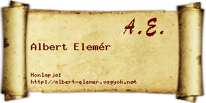 Albert Elemér névjegykártya